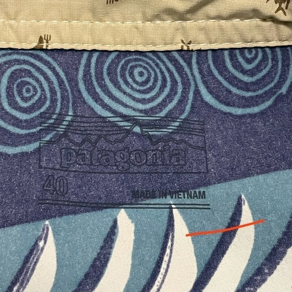Patagonia Men Swim Trunks Stretch Wavefarer Board Shorts Tree Rings Blue Sz 40